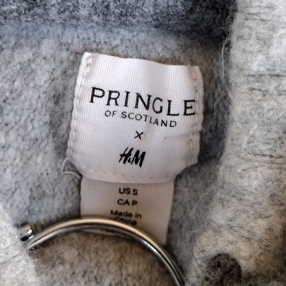 PRINGLE OF SCOTLAND X HM Collab Wool Blend Drawstring Hooded Sweater Cropped S - Picture 3 of 6